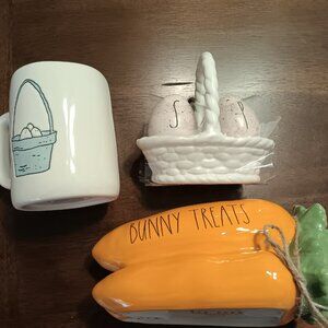 Rae Dunn "Bunny Treats" Carrots, Easter Eggs Salt & Pepper Shakers, PeepPeep Mug